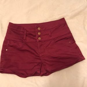 maroon high waisted shorts